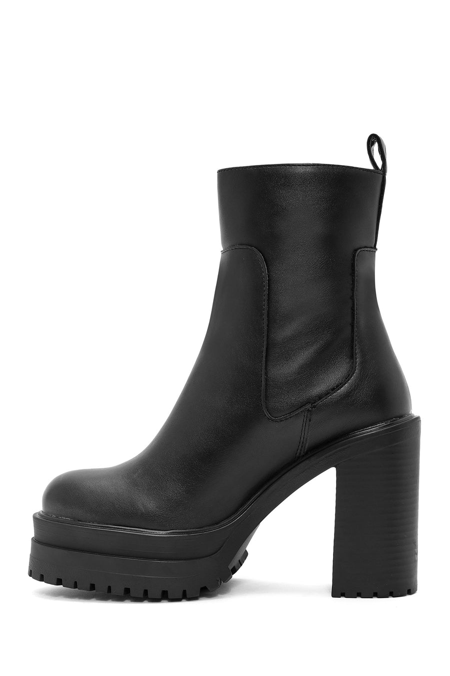 Women's Black Zipper High Thick Heel Boots