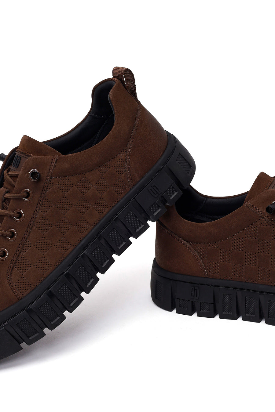 Erkek Kahverengi Bağcıklı Kalın Tabanlı Nubuk Deri Sneaker