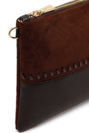 Woman Brown Chain Strap Braided Clutch Bag | Derimod