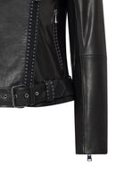 Angel-X Women's Black Biker Leather Jacket | Derimod