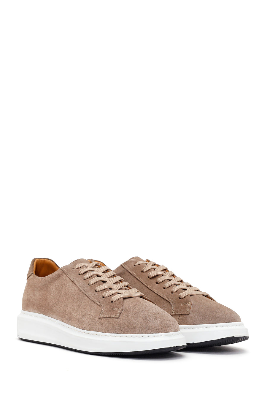Erkek Bej Bağcıklı Süet Deri Sneaker