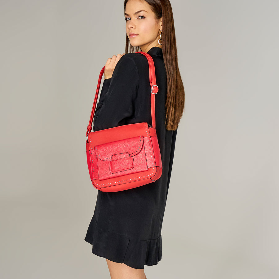 Women's Shoulder Bag with Staple Detail