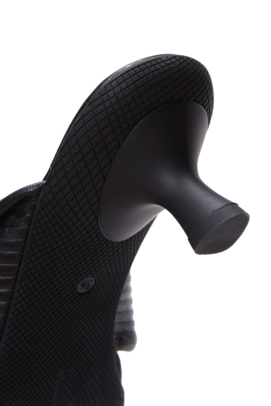 Women's Black Leather Heeled Slippers