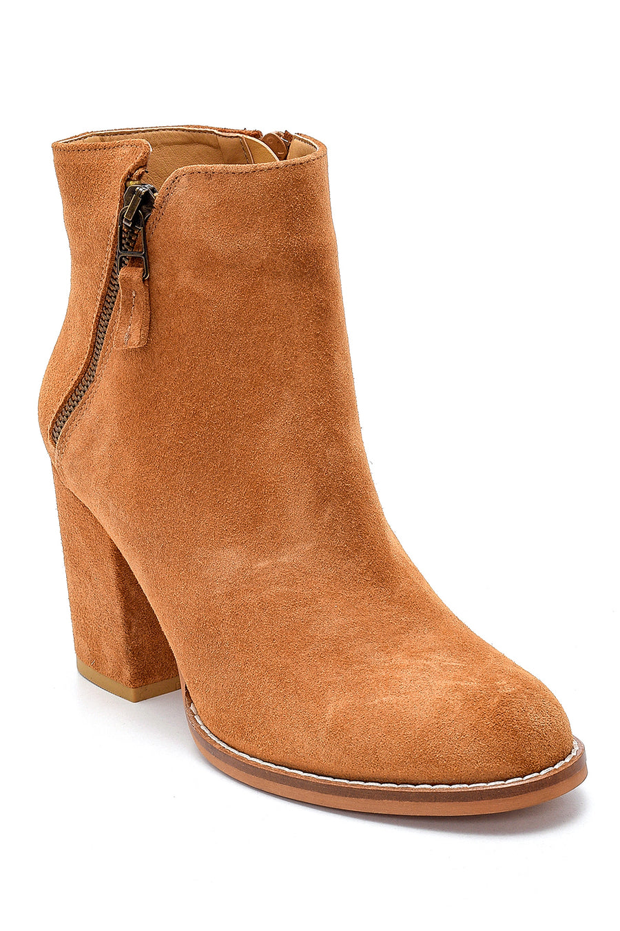 Women's Suede Zipper Detailed Heeled Boots