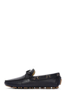 Men's Navy Blue Leather Comfort Loafer | Derimod