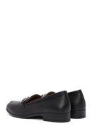 Women's Black Buckle Detailed Leather Masculine Loafer | Derimod