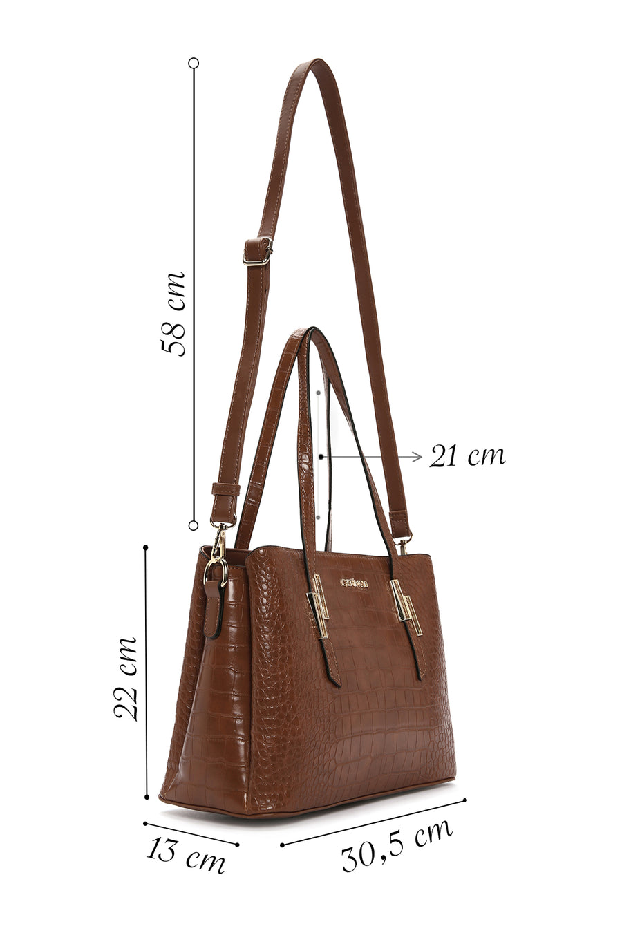 Women's Tan Long Strap Crocodile Handbag