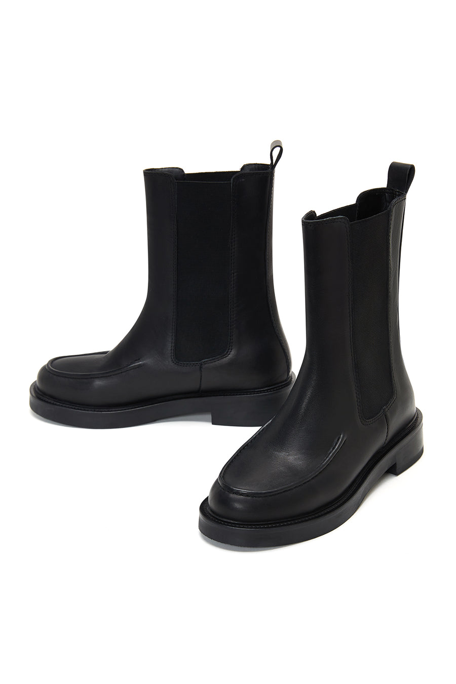 Women's Black Leather Chelsea Boots