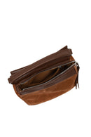 Woman Camel Long-Strap Suede Crossbody Bag | Derimod