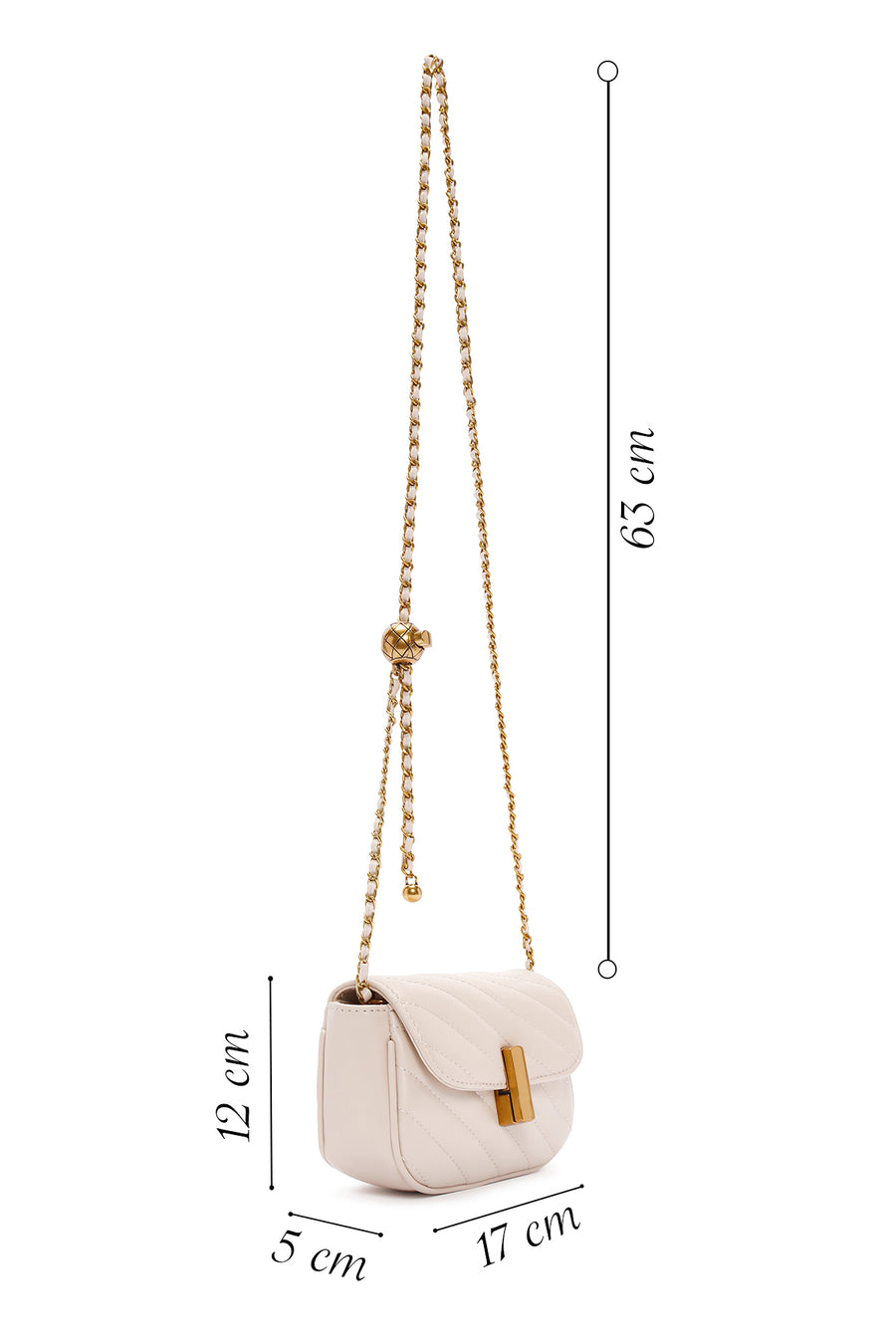 Women's Cream Long Strap Quilted Mini Crossbody Bag