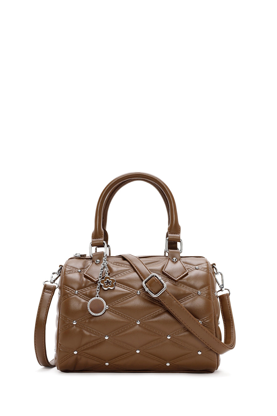 Women's Mink Long Strap Accessory Quilted Patterned Handbag 24WBD2670KP | Derimod