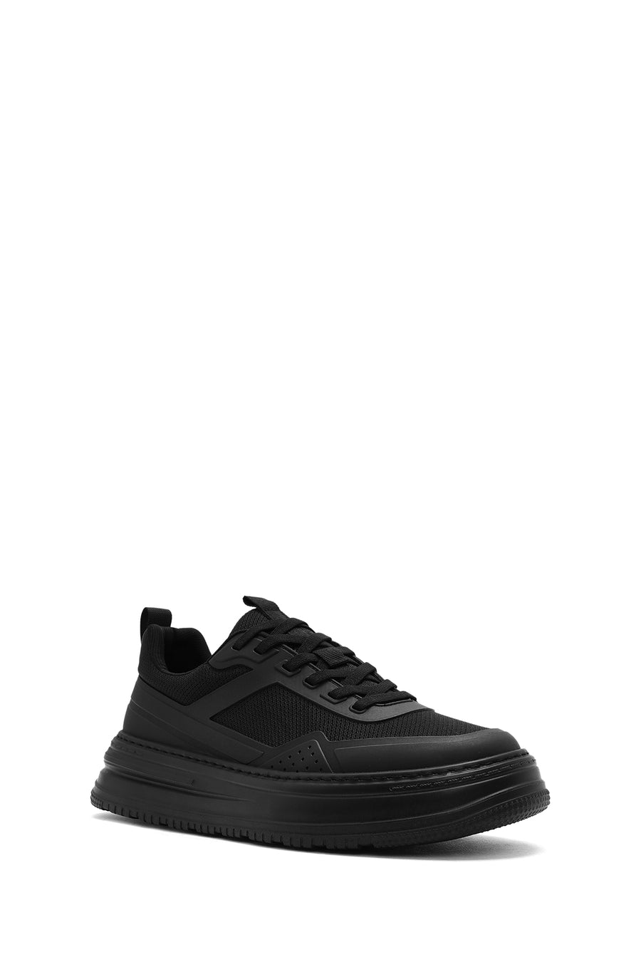 Erkek Siyah Bağcıklı Kalın Tabanlı Sneaker