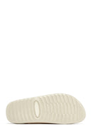 Women's Beige Strapped Nubuck Leather Comfort Slippers | Derimod