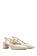 Women's Beige Leather Heeled Shoes | Derimod