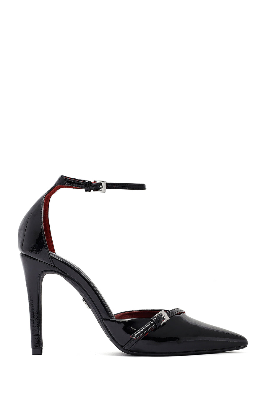 Kadın Siyah Bilekten Tokalı Yüksek İnce Topuklu Rugan Stiletto AF500000SR | Derimod