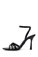 Woman Black Ankle-Buckle Thin High-Heel Patent Leather Sandal | Derimod