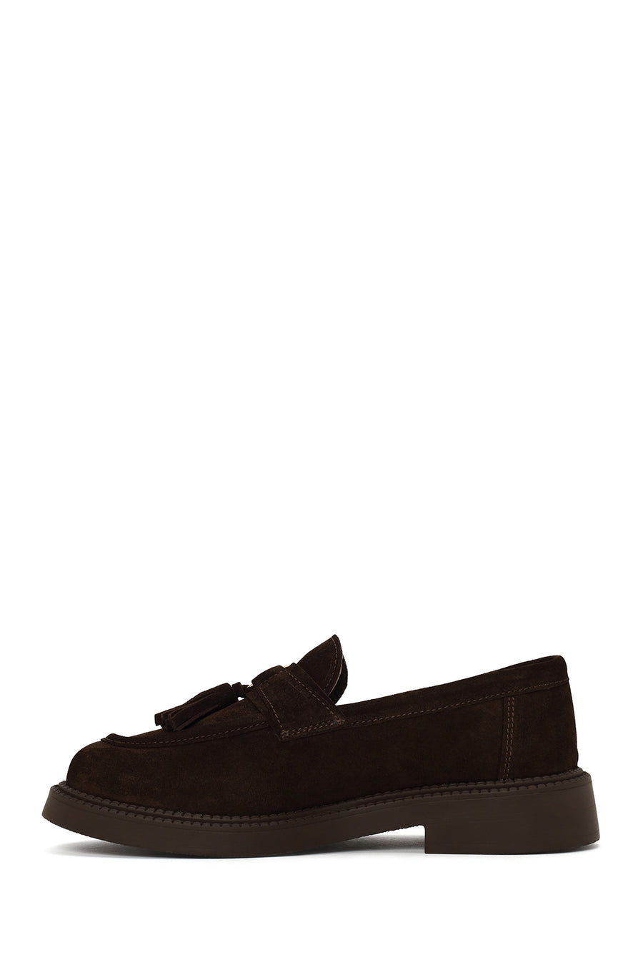 Woman Brown Thick-Soled Tassel Suede Loafer