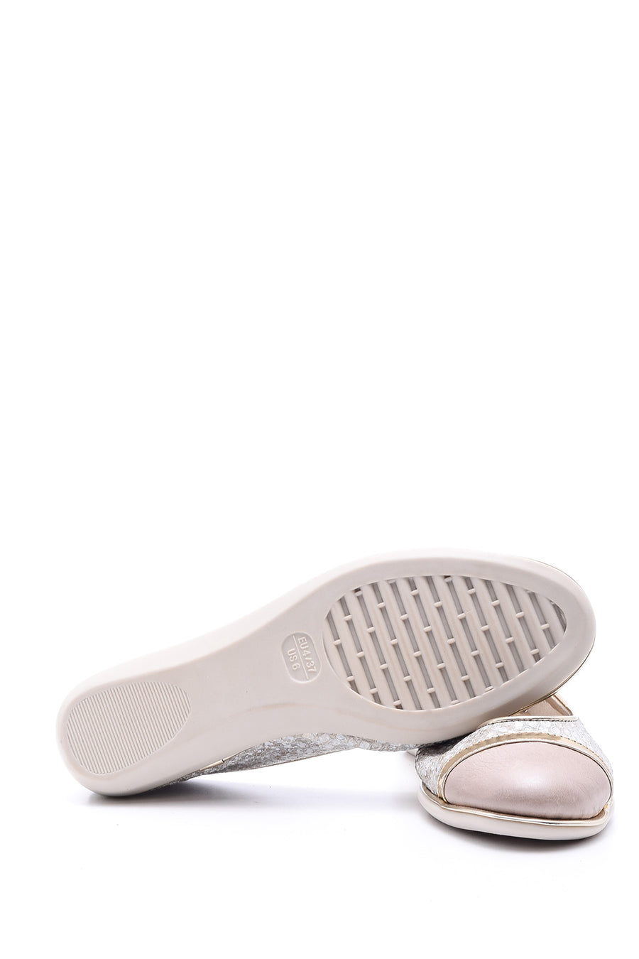 Beige Women's Leather Ballerinas