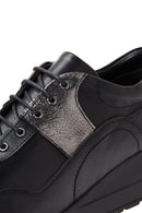 Women's Black Leather Wedge Heeled Shoes | Derimod