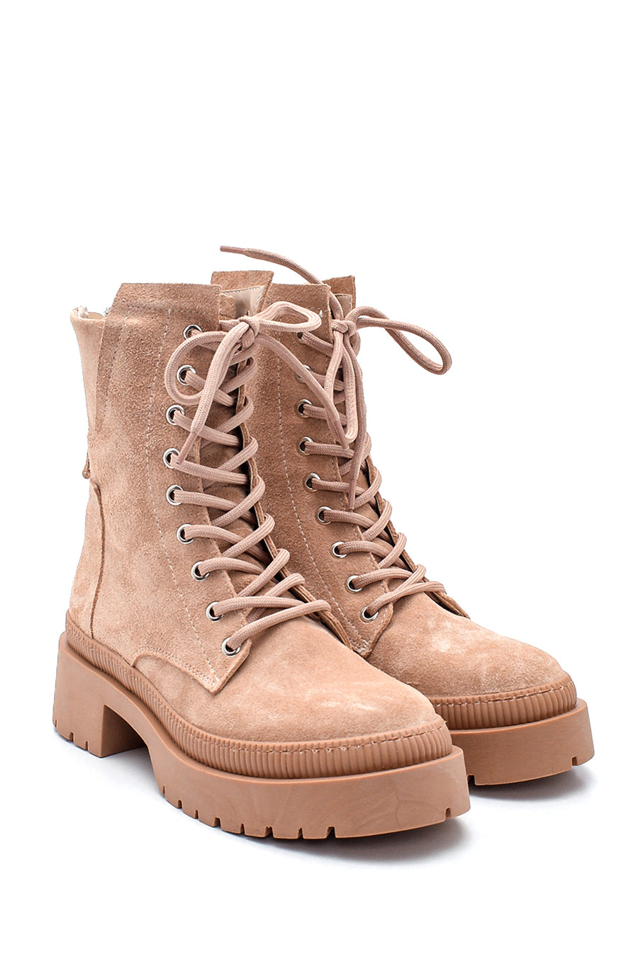 Women's Leather Suede Zippered Boots