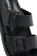Men's Black Double Buckle Slippers | Derimod
