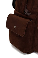 Unisex Brown Suede Fabric Backpack | Derimod