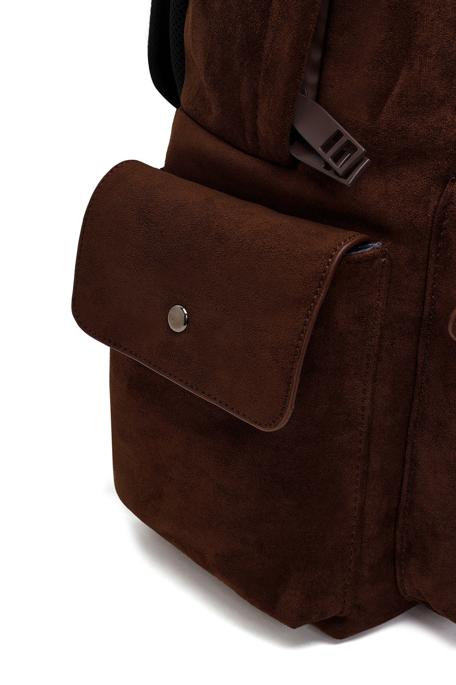 Unisex Brown Suede Fabric Backpack