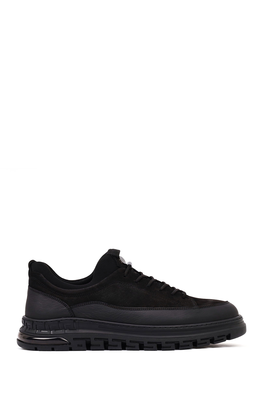Erkek Siyah Bağcıklı Nubuk Deri Sneaker