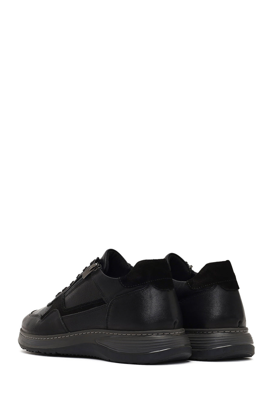 Men's Black Lace-Up Leather Casual Shoes