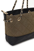 Woman Green Chain-Strap Suede Shoulder Bag | Derimod