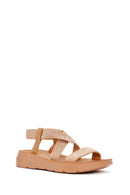 Kadın Bej Hasır Comfort Sandalet | Derimod