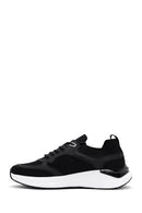 Derimod Zero Men's Black Lace-Up Thick Soled Fabric Sneaker | Derimod