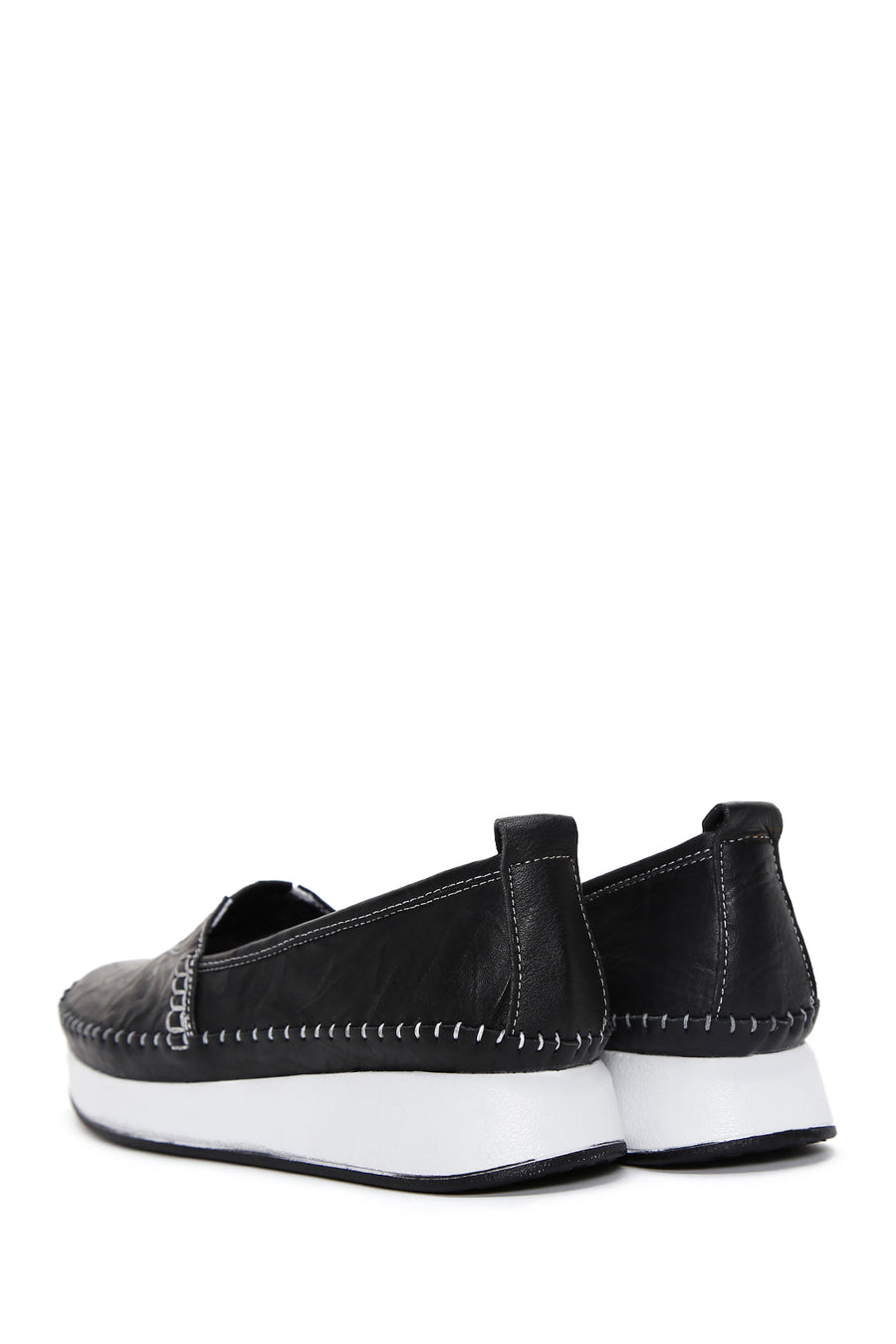 Kadın Siyah Kalın Tabanlı Deri Comfort Loafer