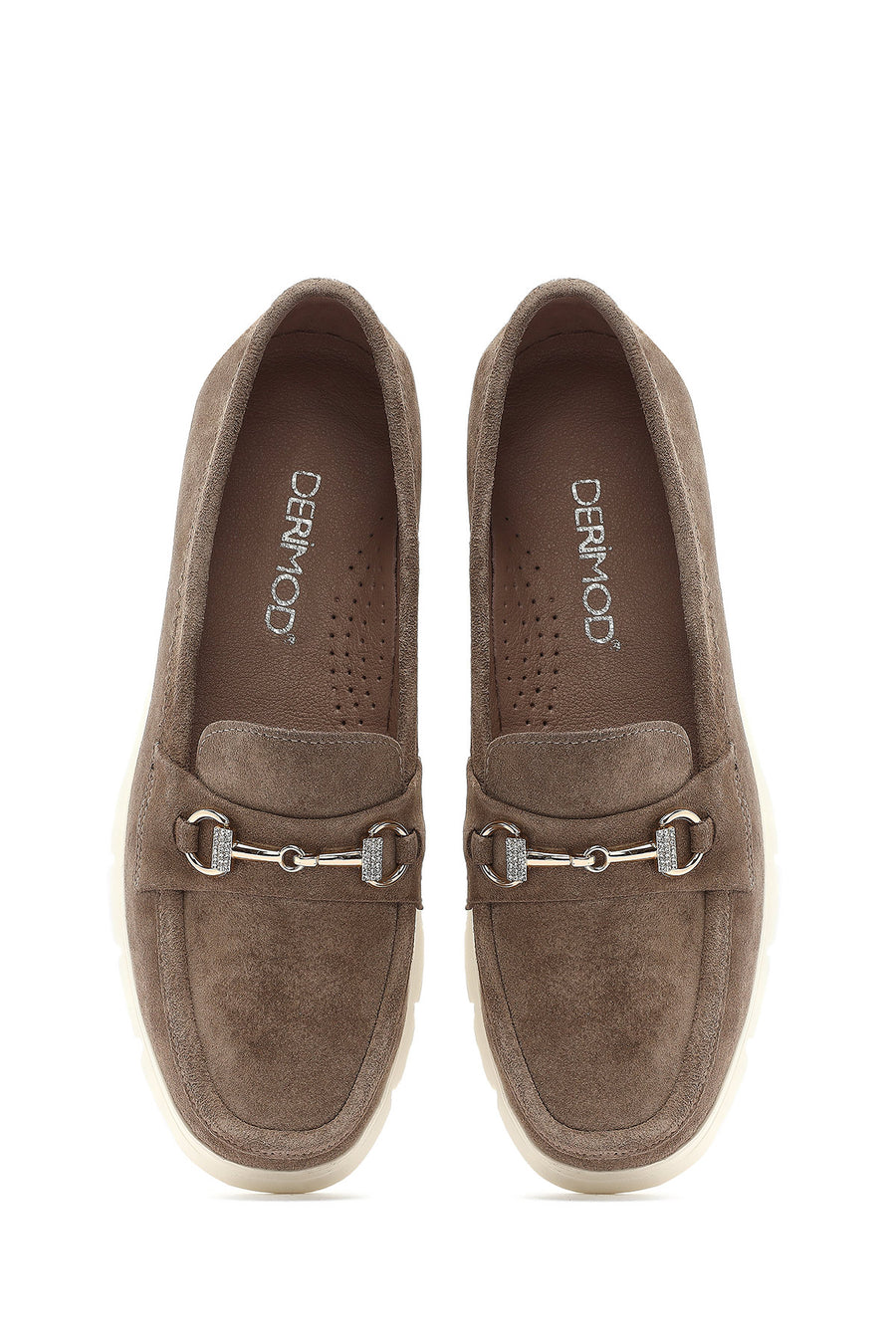 Kadın Vizon Dolgu Topuklu Süet Deri Comfort Loafer
