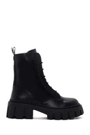 Women's Black Zippered Leather Boots | Derimod