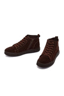 Men's Brown Suede Leather Boots with Zipper | Derimod