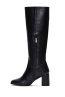 Women's Black Zippered Chunky Heel Boots | Derimod