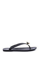 Women's Black Stone Flip Flops | Derimod