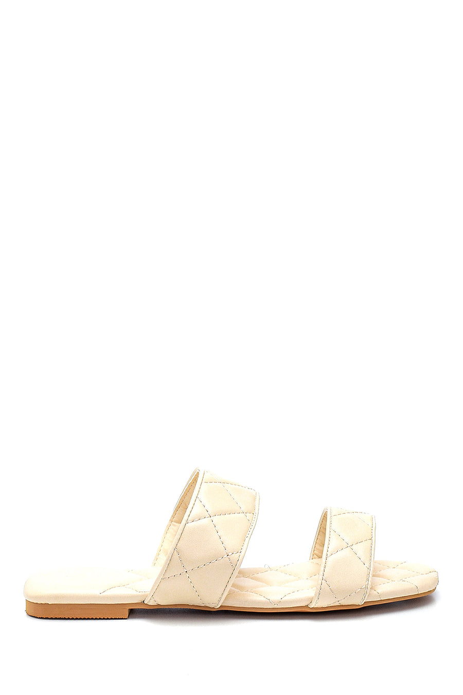 Women's Beige Quilted Flat Slippers 21SFE4711KP | Derimod