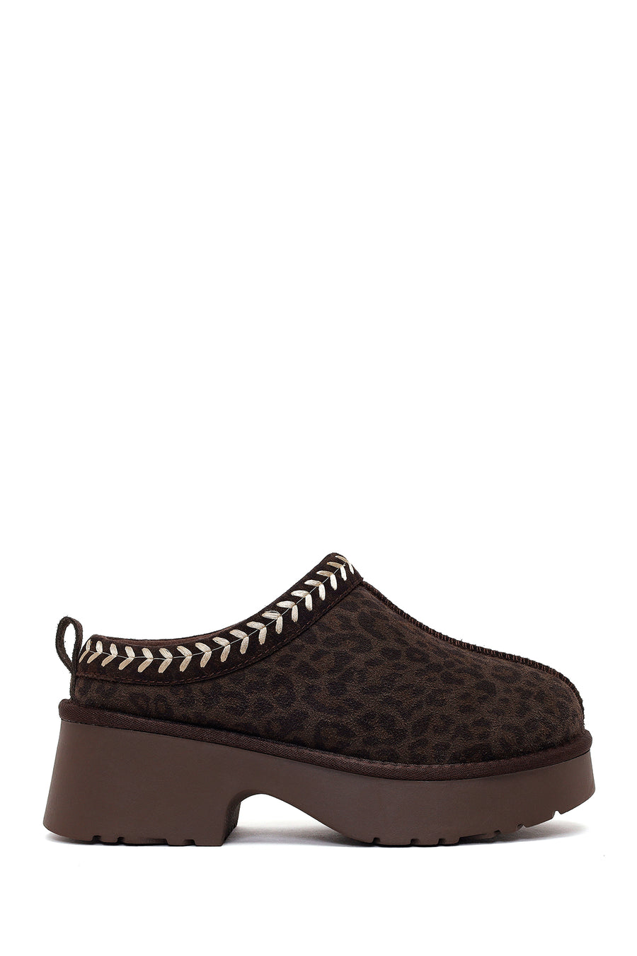 Woman Brown Thick-Soled Leopard Patterned Suede Teddy Boots WF565006DS | Derimod