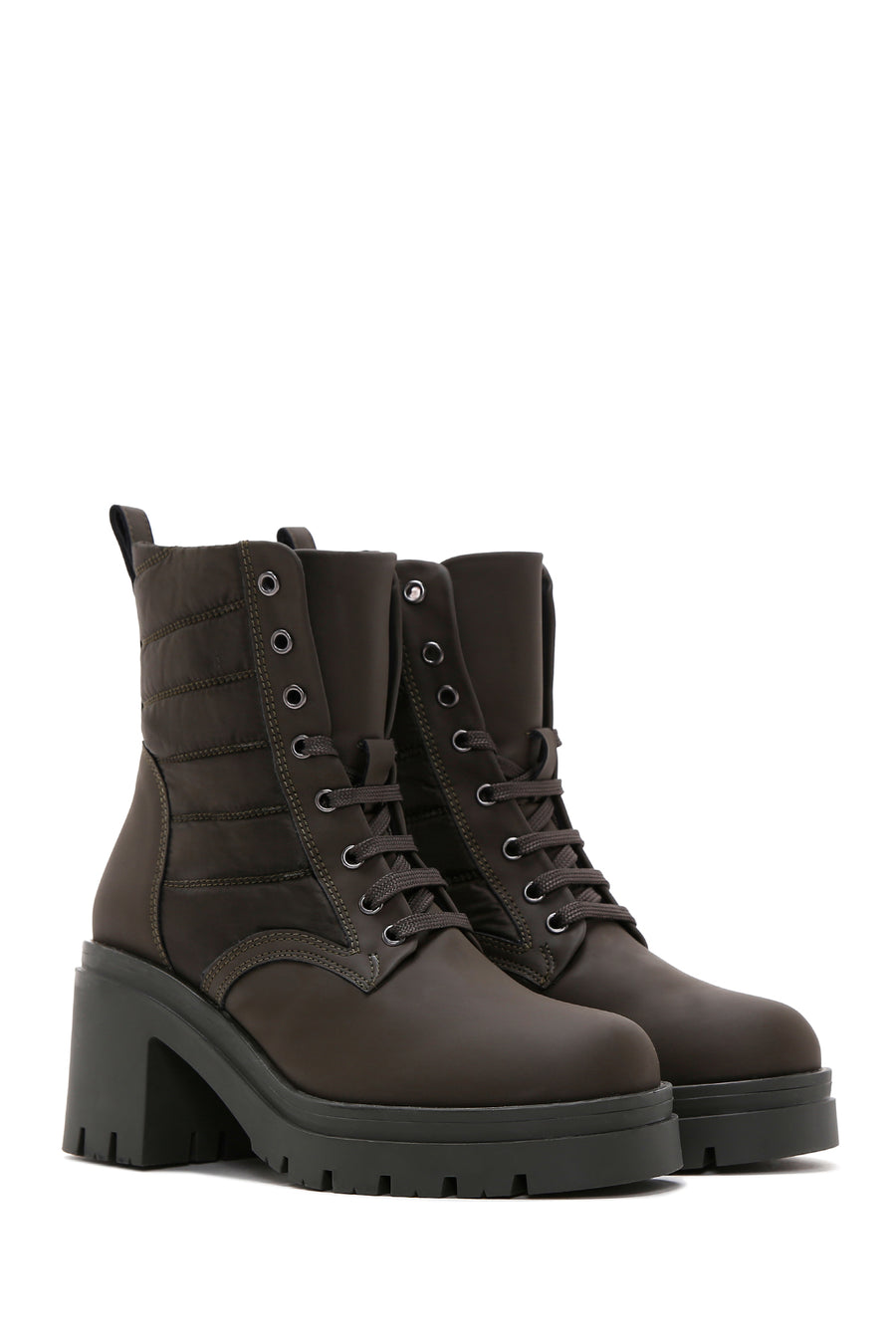 Women's Green Thick Heeled Boots