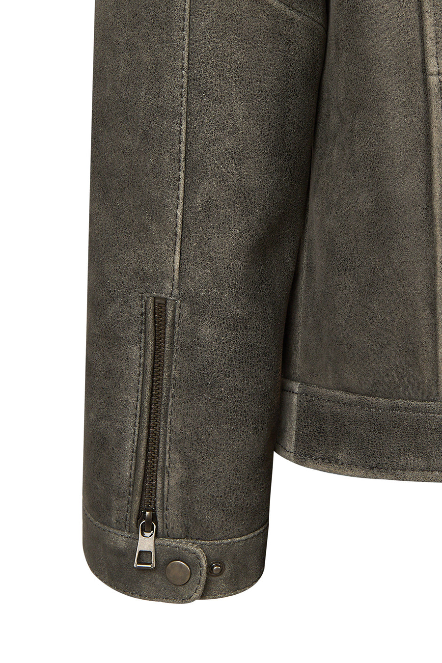 Dexter Male Gray Mandarin Collar Leather Jacket
