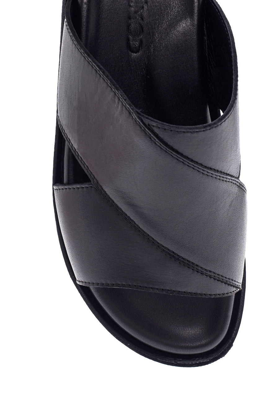 Men's Black Leather Slippers