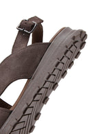 Women's Mink Suede Leather Flat Sandals | Derimod