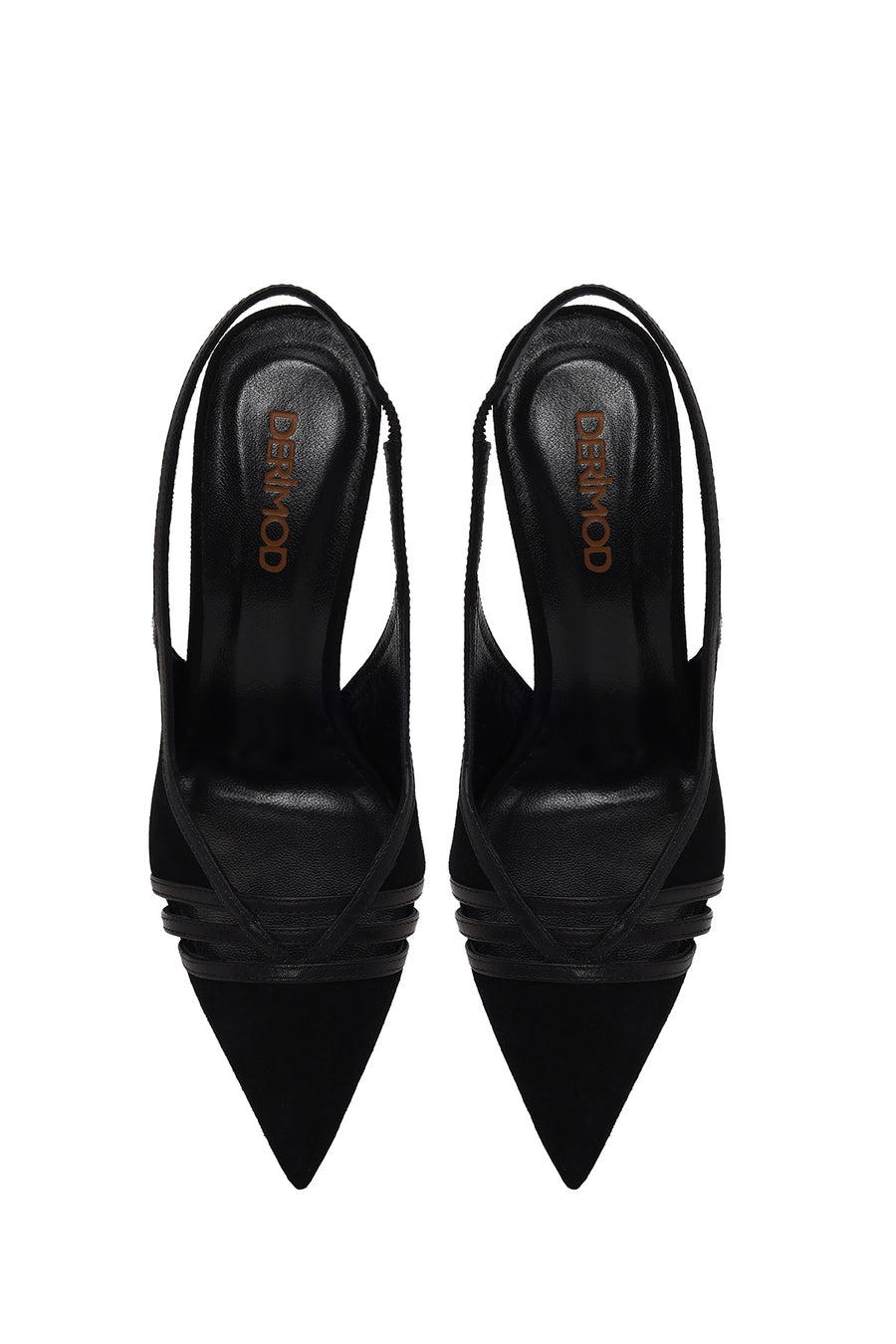 Woman Black Slingback Stiletto Suede Shoes