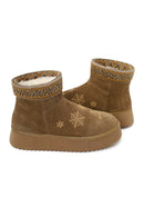 Woman Taba Patterned Suede Teddy Boots | Derimod