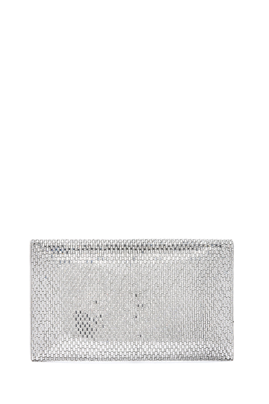 Women's Silver Long Chain Strap Stone Evening Clutch Bag