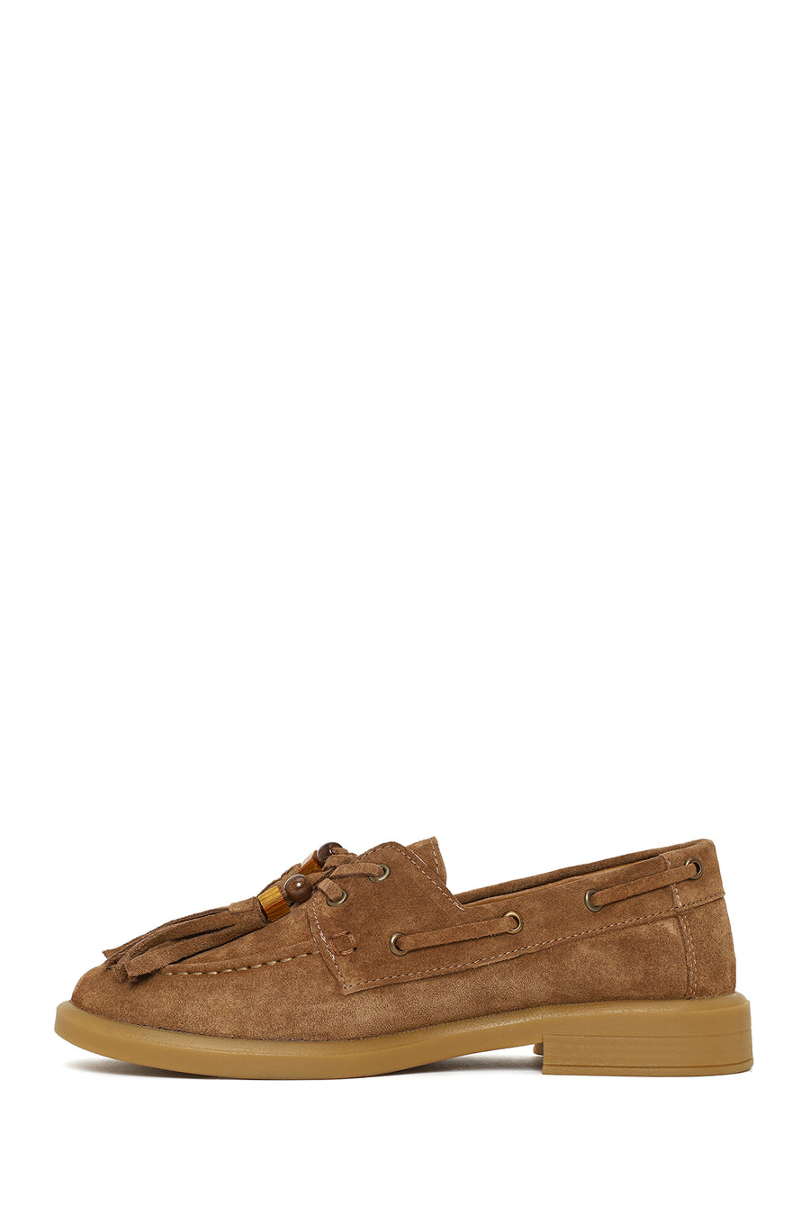 Women's Tan Tassel Suede Leather Loafer