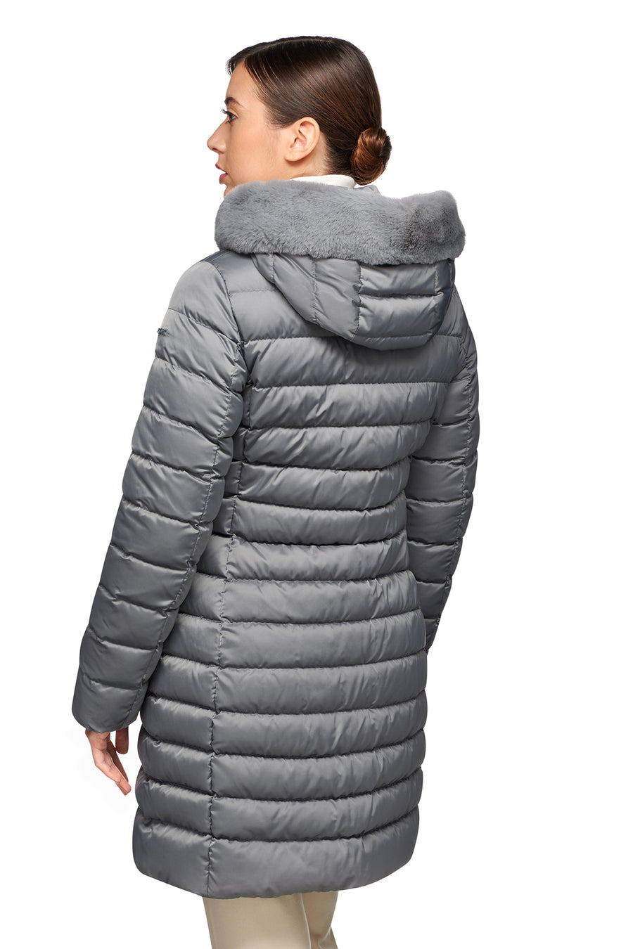Geox Women's Gray Xhup, Bettanie Hooded Long Coat