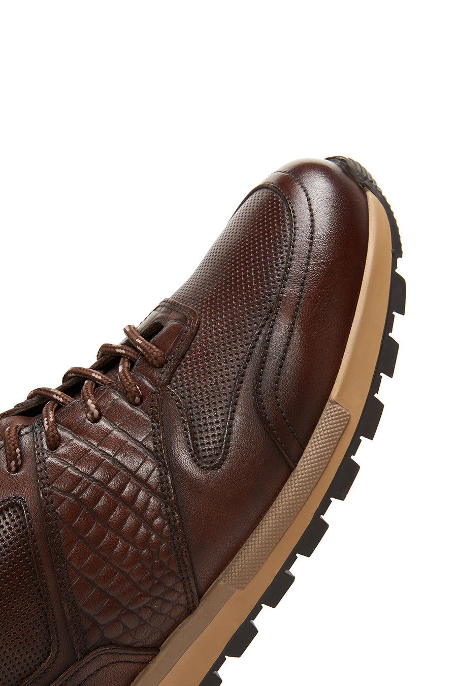 Men's Brown Lace-Up Leather Casual Sneaker